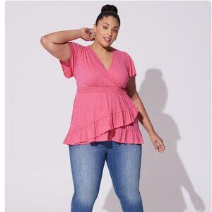 TORRID Cotton Modal Surplice Faux Wrap Top